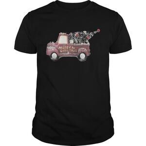 Red  Truck With Christmas Tree Tee Shirt